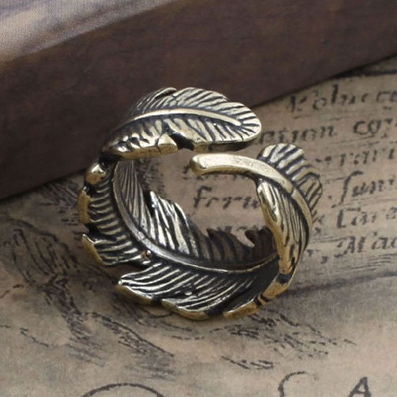 Olive Leaf, Feather Ring - Stones & Vine