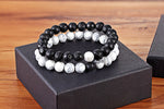 2 Piece Set - Couples, Distance, Friendship Natural Stone Bracelets - Stones & Vine