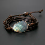 Boho Natural Stone Labradorite Rope Wrap Bracelet - Stones & Vine