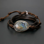 Boho Natural Stone Labradorite Rope Wrap Bracelet - Stones & Vine