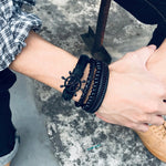 Vnox 4Pcs/ Set Braided Wrap Leather Bracelets for Men