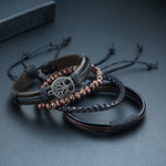 Vnox 4Pcs/ Set Braided Wrap Leather Bracelets for Men