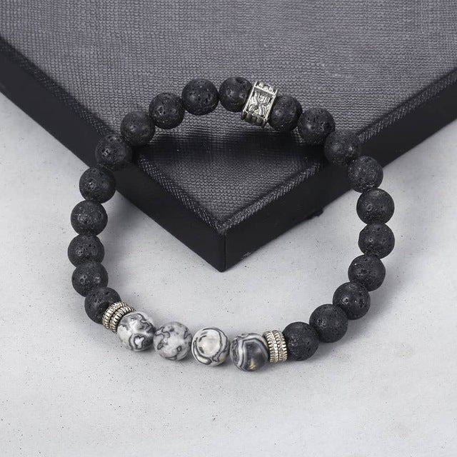 Unique Lava Stone Bracelet with Charm - Stones & Vine