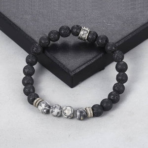 Unique Lava Stone Bracelet with Charm - Stones & Vine