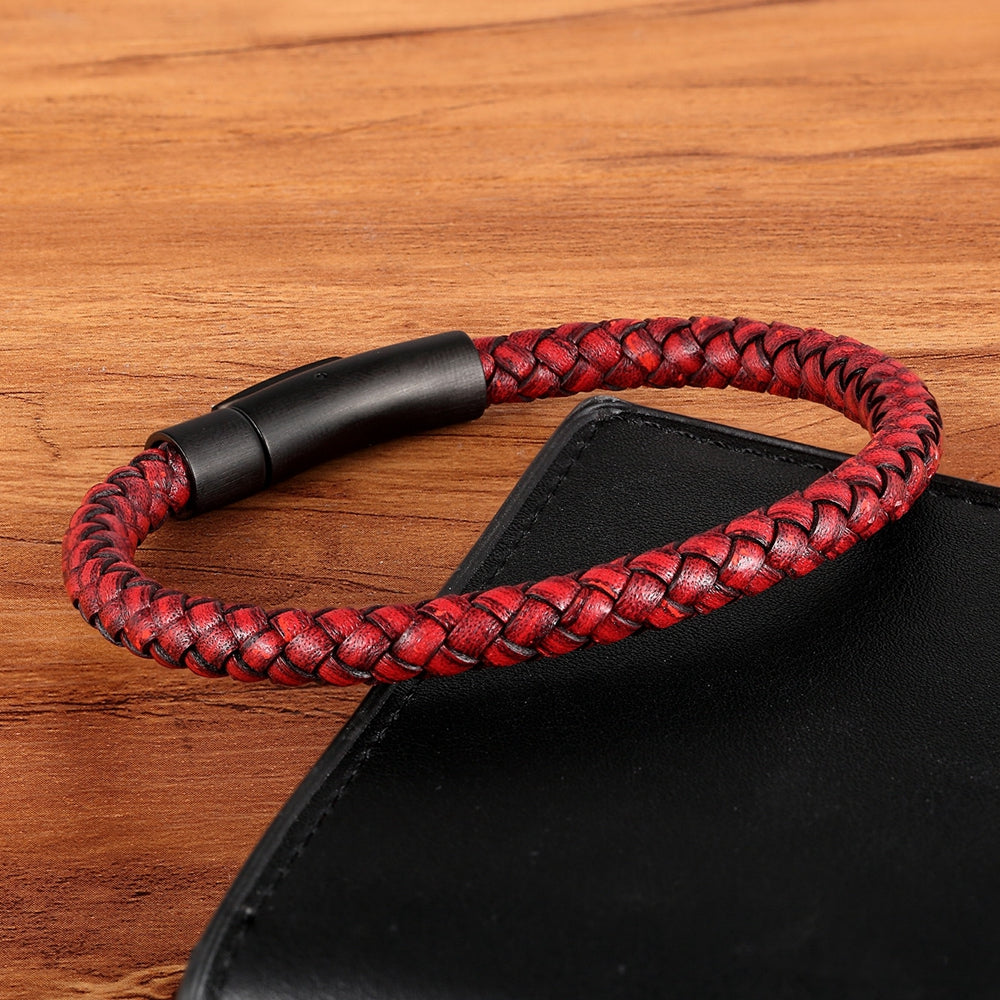 Men's Hand-woven Leather Bracelet - Stones & Vine