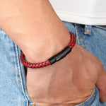 Men's Hand-woven Leather Bracelet - Stones & Vine