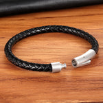 Men's Hand-woven Leather Bracelet - Stones & Vine