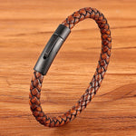 Men's Hand-woven Leather Bracelet - Stones & Vine