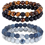 2 Piece Set - Couples, Distance, Friendship Natural Stone Bracelets - Stones & Vine