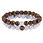 2 Piece Set - Couples, Distance, Friendship Natural Stone Bracelets - Stones & Vine