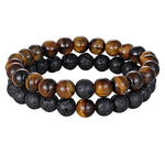 2 Piece Set - Couples, Distance, Friendship Natural Stone Bracelets - Stones & Vine