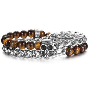 Unique Tiger Eye Stone Bracelet with Cuban Link Chain Bracelet - Stones & Vine