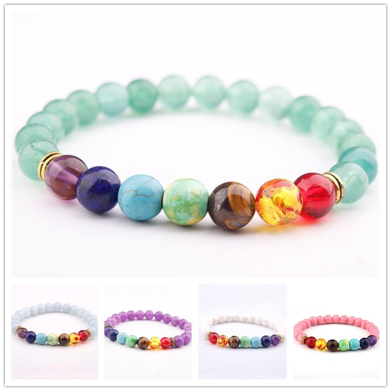 7 Chakra Yoga Stone Bracelet - Stones & Vine