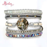 Five Strands Leather & Semi-precious Stones Charm Bracelets - Stones & Vine