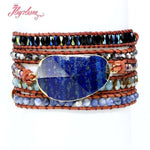 Five Strands Leather & Semi-precious Stones Charm Bracelets - Stones & Vine