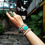 Natural Amazonite Faceted Charm Leather Wrap Bracelet - Stones & Vine