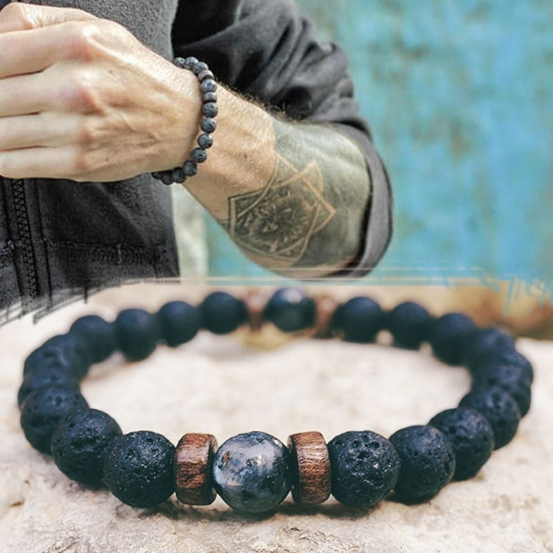 Moonstone Tibetan Lava Stone Diffuser Bead Bracelet