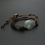 Boho Natural Stone Labradorite Rope Wrap Bracelet - Stones & Vine