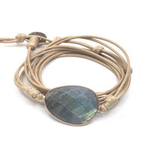 Boho Natural Stone Labradorite Rope Wrap Bracelet - Stones & Vine