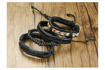 Vnox 4Pcs/ Set Braided Wrap Leather Bracelets for Men