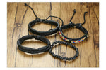 Vnox 4Pcs/ Set Braided Wrap Leather Bracelets for Men