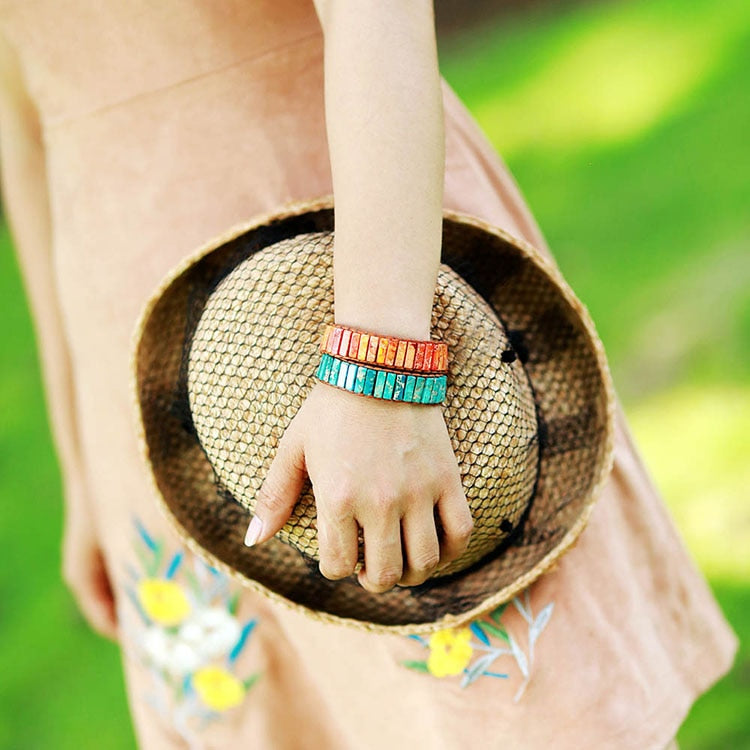 Unisex Bohemian Tube Leather Wrap Bracelet