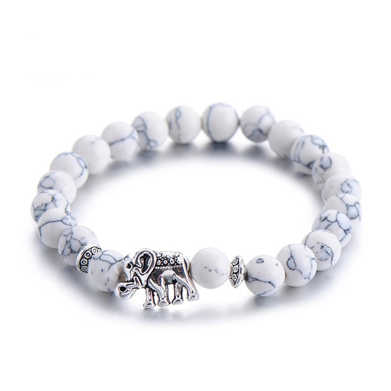 Buddha Charm/Elephant Natural Stone Bracelet - Stones & Vine