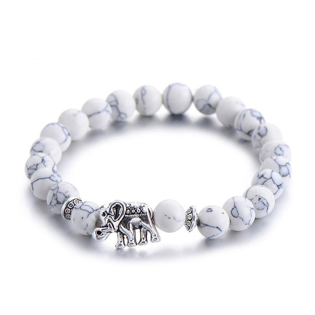 Buddha Charm/Elephant Natural Stone Bracelet - Stones & Vine