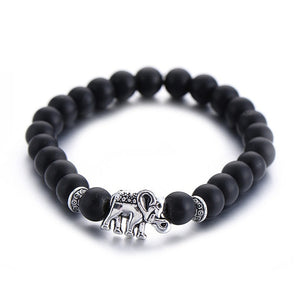 Elephant Charm Natural Stone Beads Bracelet - Stones & Vine