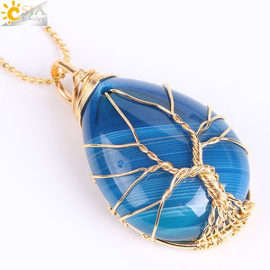 Tree of Life Wire Wrap Necklace & Pendant - Stones & Vine