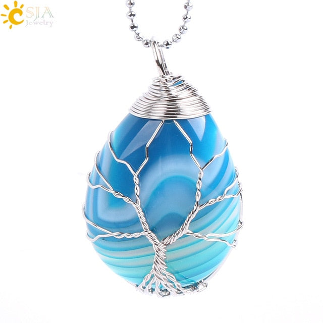 Tree of Life Wire Wrap Necklace & Pendant - Stones & Vine