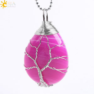 Tree of Life Wire Wrap Necklace & Pendant - Stones & Vine