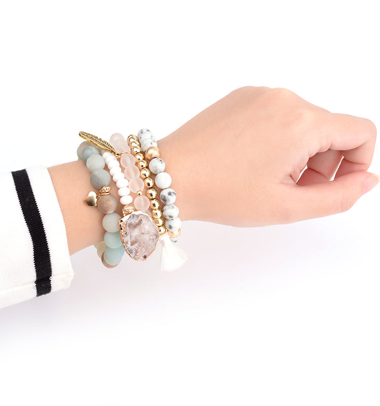 BOJIU Women Bracelet Set - Stones & Vine