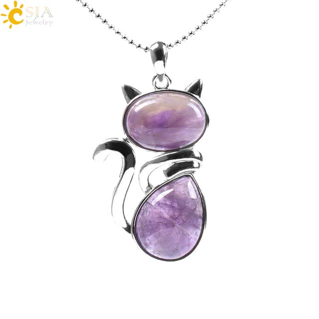 Women's Natural Stone Kitty Pendant - Stones & Vine