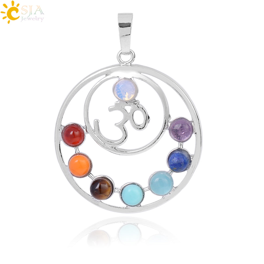 7 Chakras Stones Pendant - Stones & Vine