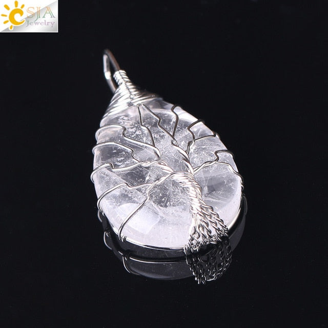 Tree of Life Wire Wrap Necklace & Pendant - Stones & Vine