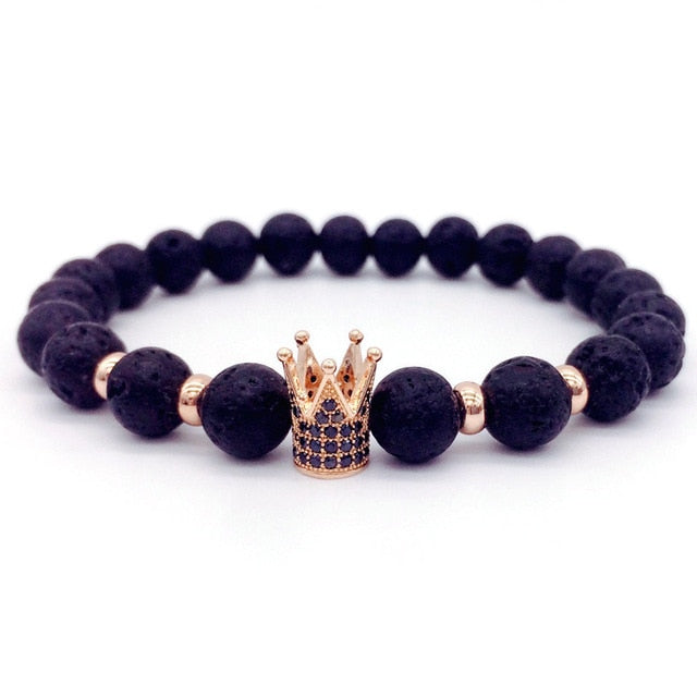 Lava Stone Crown & Helmet Charm Bracelets - Stones & Vine