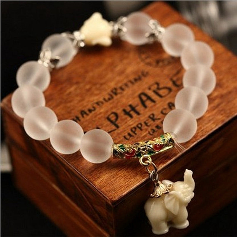 Elephant Charm Bead Bracelet - Stones & Vine