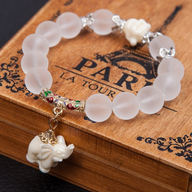 Elephant Charm Bead Bracelet - Stones & Vine