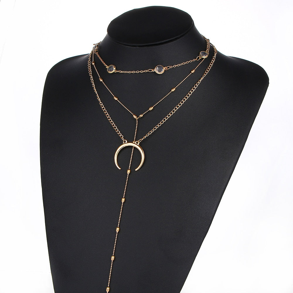 Moon Choker Pendant & Necklace - Stones & Vine