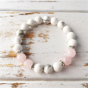 White & Pink Stone Beads Bracelets - Stones & Vine