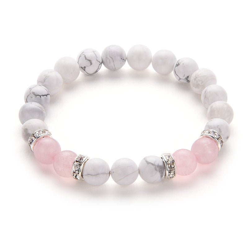 White & Pink Stone Beads Bracelets - Stones & Vine