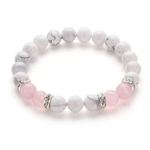 White & Pink Stone Beads Bracelets - Stones & Vine