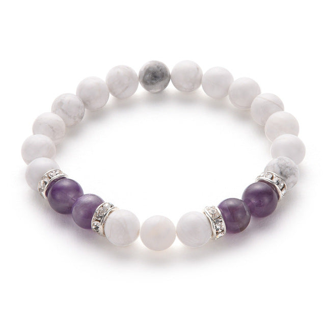 White & Pink Stone Beads Bracelets - Stones & Vine