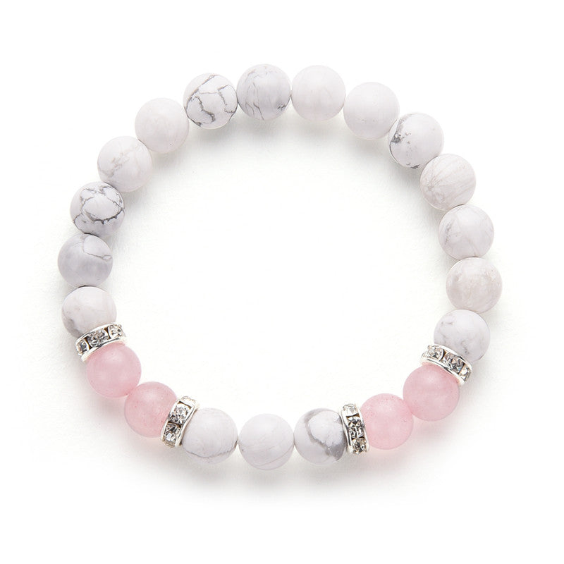 White & Pink Stone Beads Bracelets - Stones & Vine