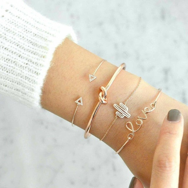 4 Piece Bohemian Bracelets Set - Stones & Vine