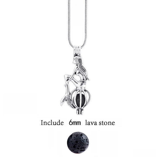 Lava Stone Aromatherapy Vintage Necklace Locket - Stones & Vine