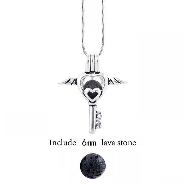 Lava Stone Aromatherapy Vintage Necklace Locket - Stones & Vine