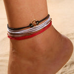 Wave Charm Anklets, Vintage Leather Beach Bracelet - Stones & Vine