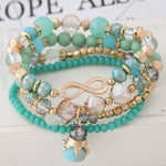 Bohemian Multilayer Crystal Beads Bracelets with Crown Charm - Stones & Vine